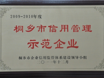 2009-2010年度桐鄉(xiāng)市信用管理示范企業(yè)